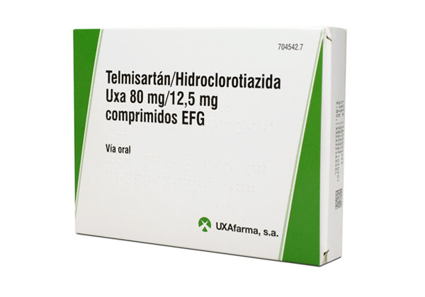 Telmisartán/Hidroclorotiazida Uxa 80 Mg/12,5 Mg